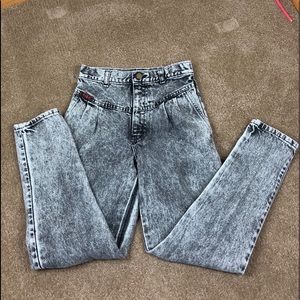 Vintage 80s high rise washed gray pleated jeans